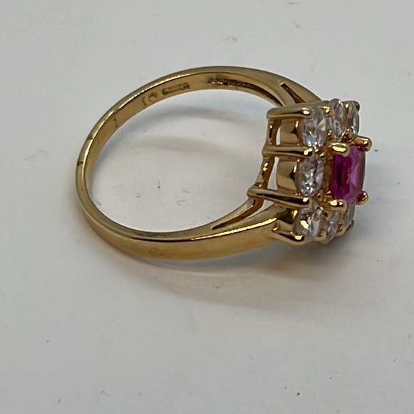 Ruby and CZ vermeil ring size 10 - Picture 4 of 11